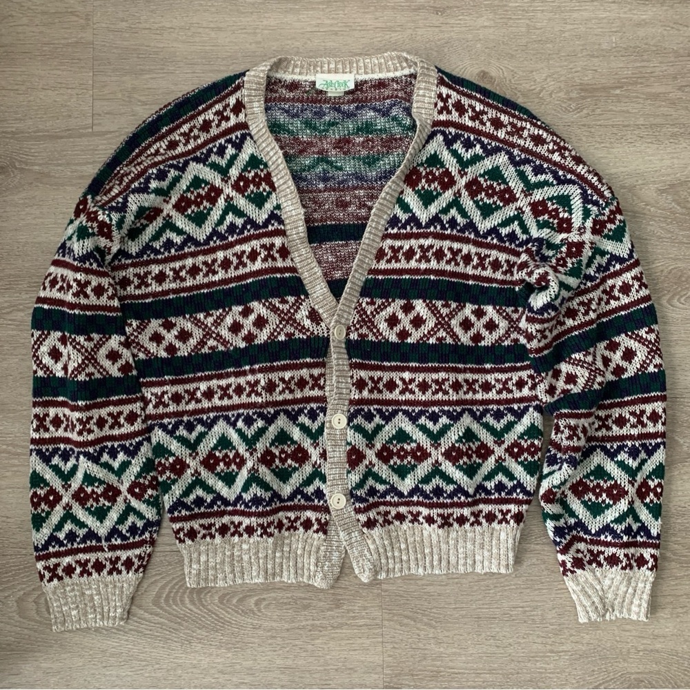 Vintage Ash Creek Trading Knit Winter Cardigan Sweater Size XL